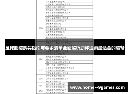 足球服装购买指南与要求清单全面解析助你选购最适合的装备