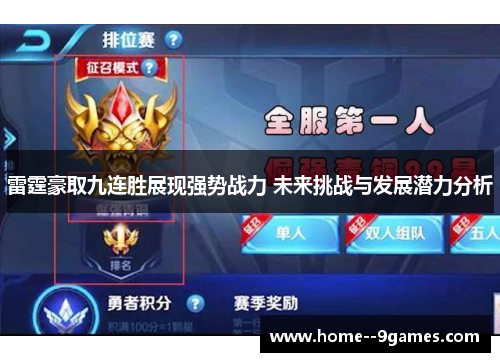 雷霆豪取九连胜展现强势战力 未来挑战与发展潜力分析